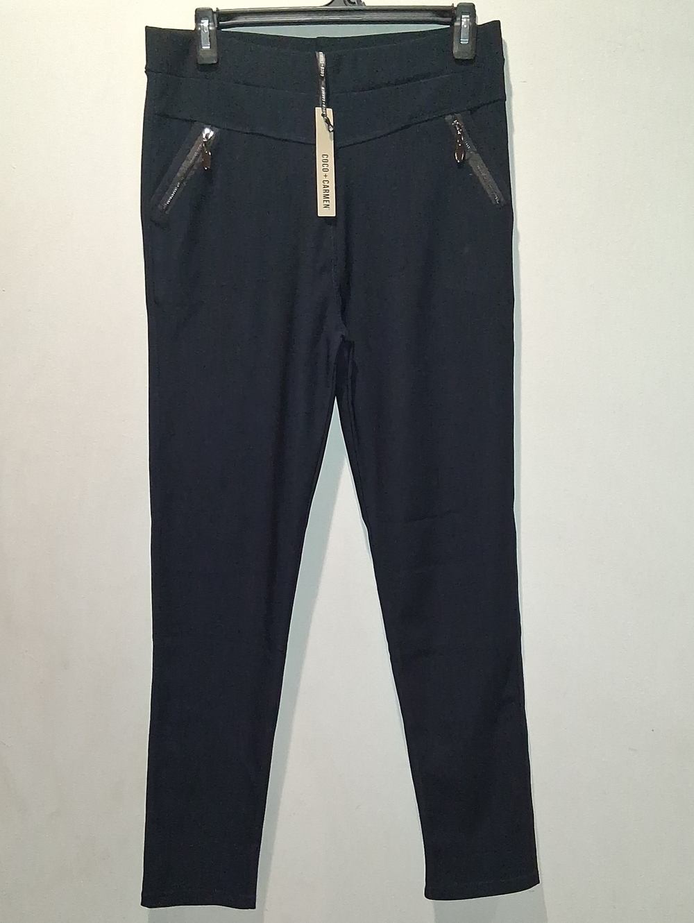 Navy Blue Women’s Skinny Pants With Zip Pocket Detail